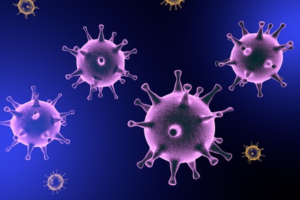 Digital illustration of Herpes virus, realistic image of microbe, microorganism, microscopic view